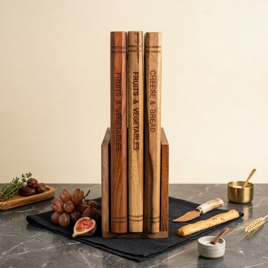 Book Cutting Board & Knife Holder